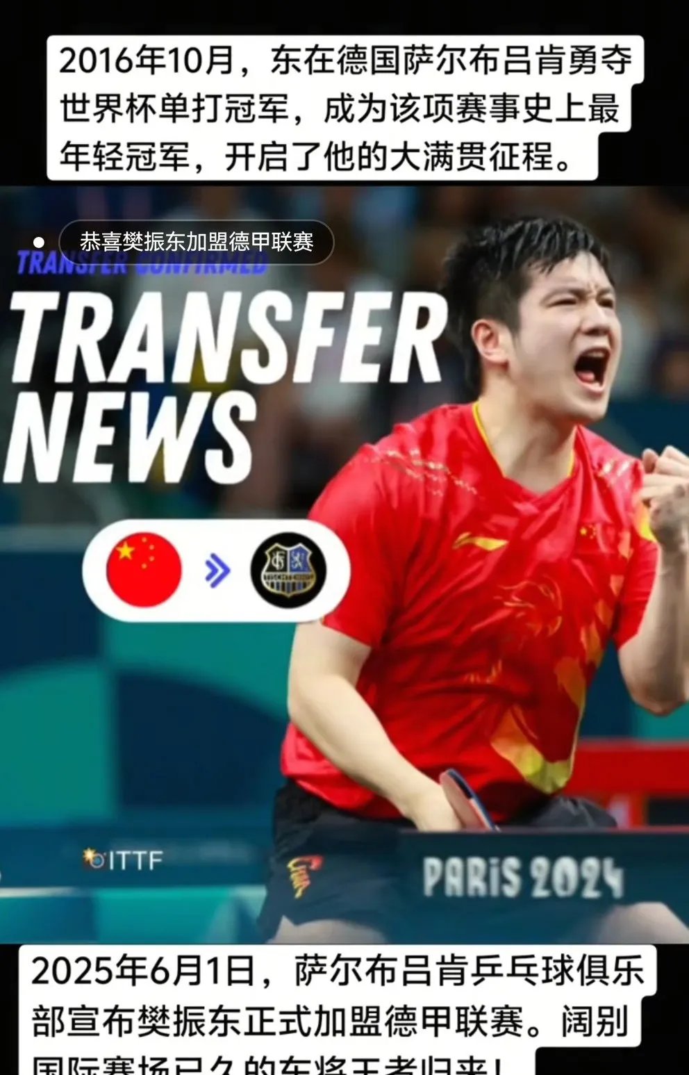 关于波兰乒乓球队碾压瑞典乒乓球队，樊振东绝境逆转的信息